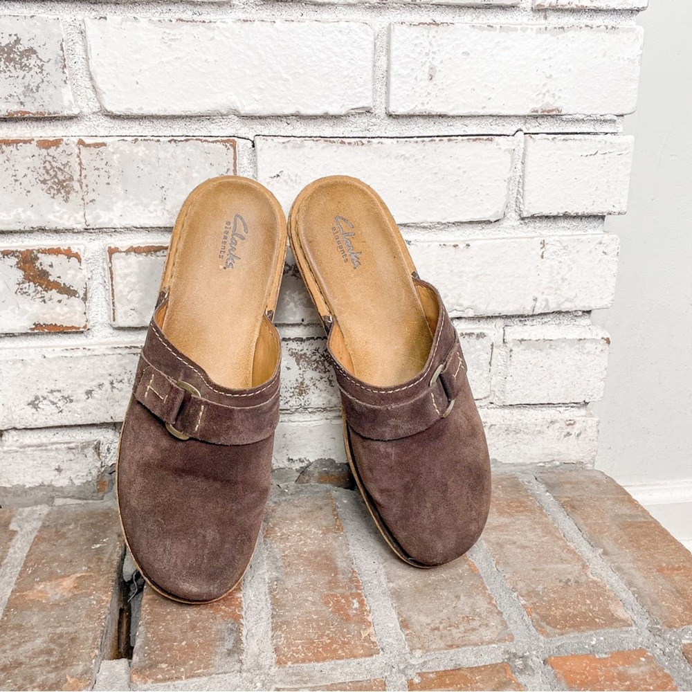 Clarks Elements Brown Leather Cork Platform Mules… - image 3